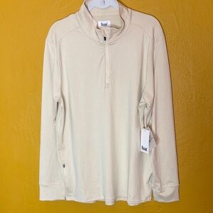 Feat NWT Men’s Cream Oatmeal Roam Quarter-Zip Pullover Sz Large